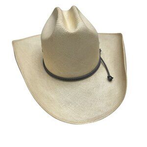 Resistol 4X Shantung Panama Straw Cowboy Hat Self Conforming, Sz 6 7/8 Long Oval